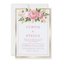Mariage cadre de feuille d'or Pivoine Rouge