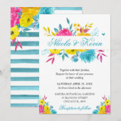 Invitation Mariage Cadre Doré Fleurs d'Été Aquarelle Bohème (Devant / Derrière)
