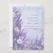 Invitation Mariage Cadre Doré Lavande Romantique Fleur de Soi (Devant)
