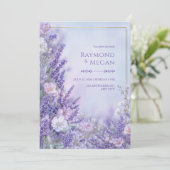 Invitation Mariage Cadre Doré Lavande Romantique Fleur de Soi (Debout devant)