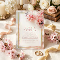 Mariage Cadre Doré Sakura Romantique Rose Pâle