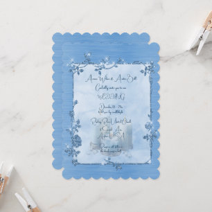 Invitation Mariage Cadre Élégant Brillants Bleu