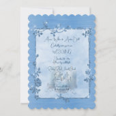 Invitation Mariage Cadre Élégant Brillants Bleu (Devant)
