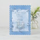 Invitation Mariage Cadre Élégant Brillants Bleu (Debout devant)