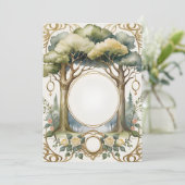 Invitation mariage cadre fleuri imaginaire romantique (Debout devant)