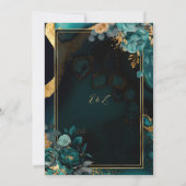 Invitation Mariage Cadre Floral Agate Sarcelle Or (Dos)