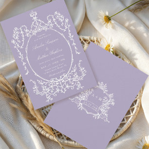 Invitation Mariage Cadre Floral Classique Violet