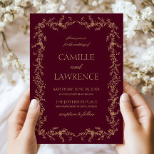 Mariage Cadre Floral Dessiné à la Main Champagne B