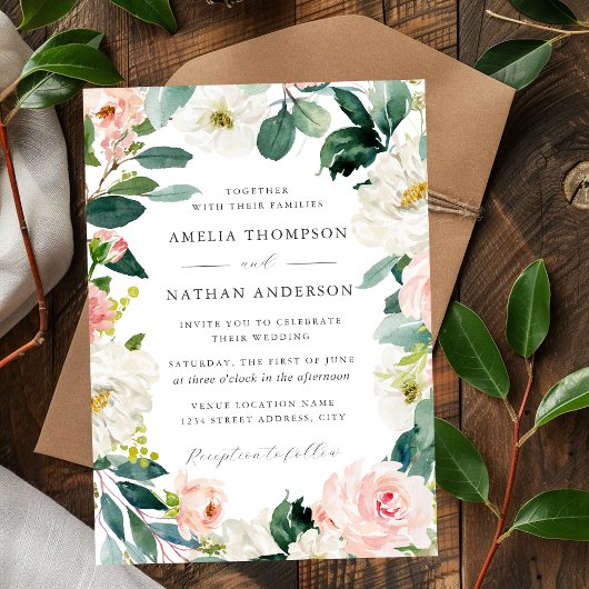 Invitation Mariage Cadre Floral Fardé