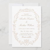 Invitation Mariage Cadre Floral Orné de Sable (Devant)