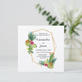 Invitation Mariage Cadre Géométrique Cactus Or (Debout devant)