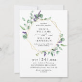 Invitation Mariage Cadre Géométrique Feuillage Eucalyptus Mod (Devant)