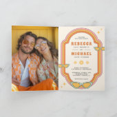 Invitation Mariage Cadre Groovy Coloré Rétro Bohème des Année (Intérieur)
