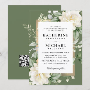 Invitation Mariage Cadre Ivoire & Or à la Sauge Eucalyptus Ro