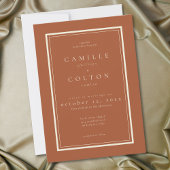 Invitation Mariage Cadre Minimaliste Terracotta Rouille