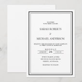 Invitation Mariage cadre noir minimal simple moderne (Devant / Derrière)