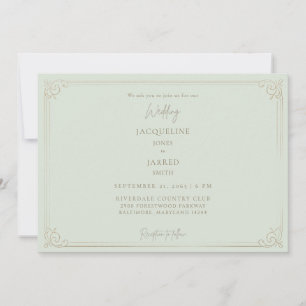 Invitation Mariage Cadre Or Sage Élégant