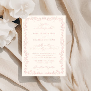 Invitation Mariage Cadre Roses Douces Antiquités