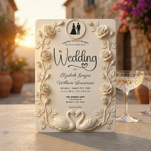 Invitation Mariage Cadre Silhouette et Roses Baroques Romanti