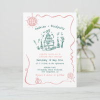 Mariage Cadre Vague Griffonnage Main Levée Fantais