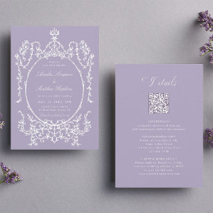 Invitation Mariage Cadre Violet Tout en Un