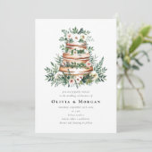 Invitation Mariage Cake Romantique Script QR Code Mariage (Debout devant)