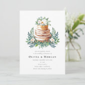 Invitation Mariage Cake Romantique Script QR Code Mariage (Debout devant)