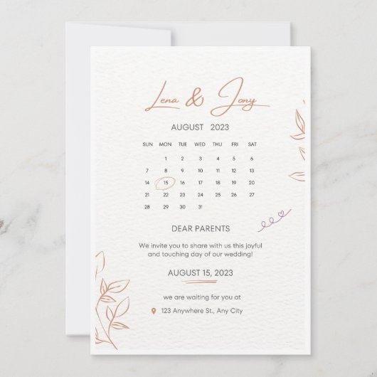 Invitation Mariage Calendrier Minimaliste Blanc Et Beige Invi