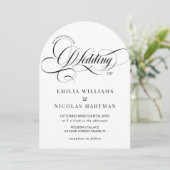 Invitation Mariage calligraphié blanc et noir (Debout devant)