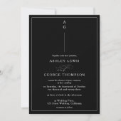 Invitation Mariage calligraphié classique blanc noir (Devant)