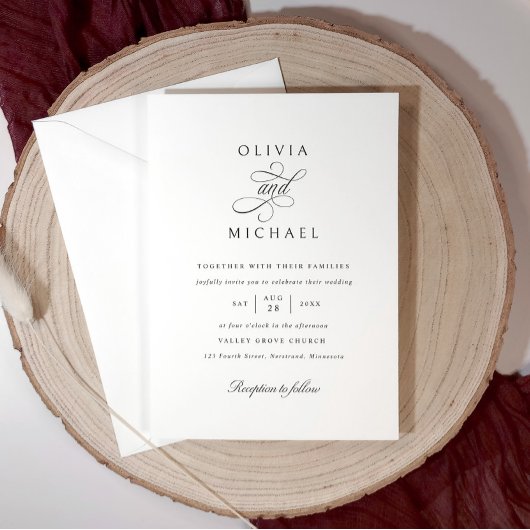 Invitation Mariage Calligraphié Classique Élégant Simple