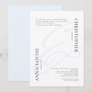 Invitation Mariage Calligraphié Élégant avec Ampersand Bleu F