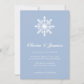 Invitation Mariage Calligraphié Flocon de Neige Minimal Bleu (Devant)