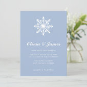 Invitation Mariage Calligraphié Flocon de Neige Minimal Bleu (Debout devant)