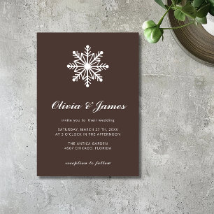 Invitation Mariage Calligraphie Flocon de Neige Minimaliste E