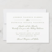 Invitation Mariage calligraphié formel vert mousse (Devant)