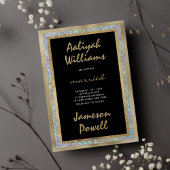 Invitation Mariage calligraphie manuscrite en or noir