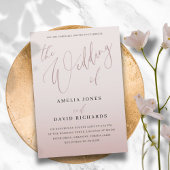 Invitation Mariage Calligraphié Moderne en Or Rose