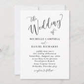Invitation Mariage calligraphié moderne noir et blanc (Devant)