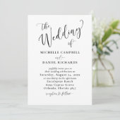 Invitation Mariage calligraphié moderne noir et blanc (Debout devant)