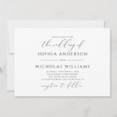 Invitation Mariage calligraphié noir et blanc. Points polka (Devant)
