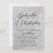 Invitation Mariage calligraphié noir motif crème blanche  (Devant)