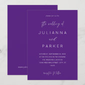 Invitation Mariage calligraphié Purple MOD (Devant / Derrière)