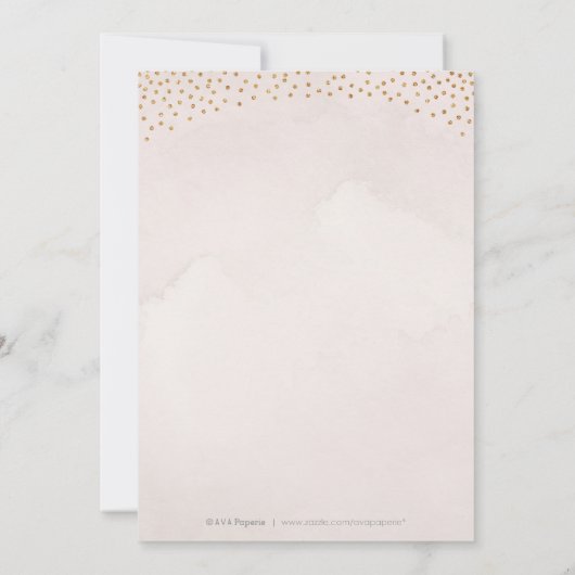 Invitation Mariage calligraphié rose gold pailleté blush glam (Dos)