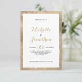 Invitation Mariage calligraphie script cadre paillettes or gl (Debout devant)