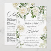 Invitation Mariage calligraphié script Floral Eucalyptus Crém (Devant / Derrière)