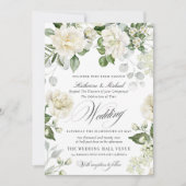 Invitation Mariage calligraphié script floral eucalyptus crém (Devant)