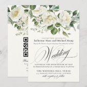 Invitation Mariage Calligraphié Script Floral Eucalyptus Crém (Devant / Derrière)