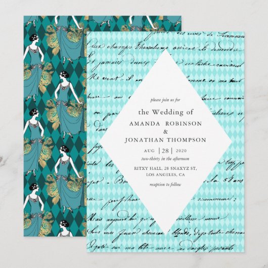 Invitation Mariage calligraphié sur le thème de Paris sarcell (Devant / Derrière)