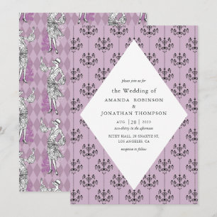 Invitation Mariage calligraphié sur le thème de Paris violet